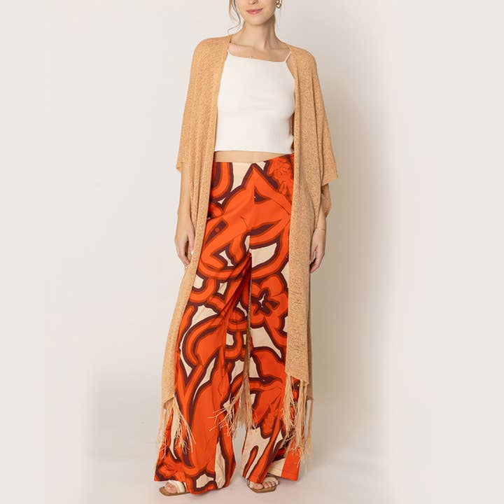 Fashion City - Wholesale Kimono - Women's - Long Knit Cardigan Fringe Kimono Cover-Up