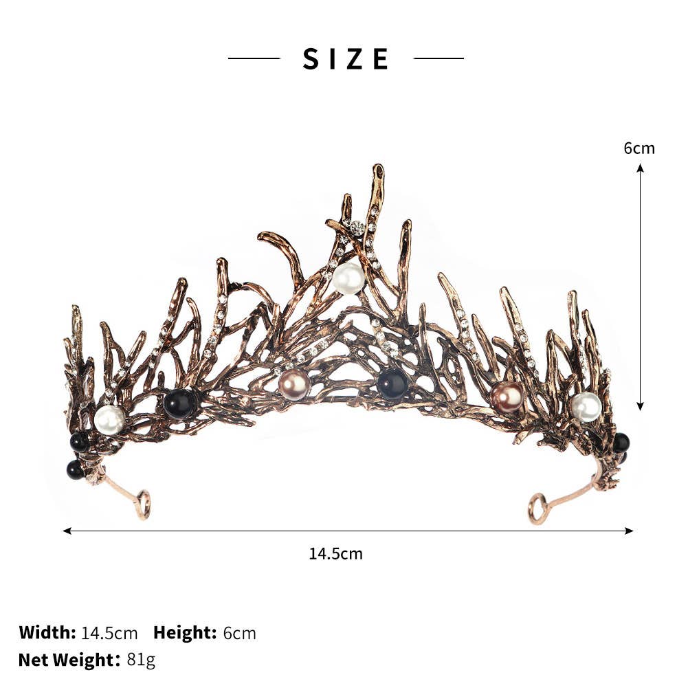 Tourtiwi - Wholesale Tiara - Women's - Obsidian Tiara Rhinestone Alloy Headdress Black Crown39