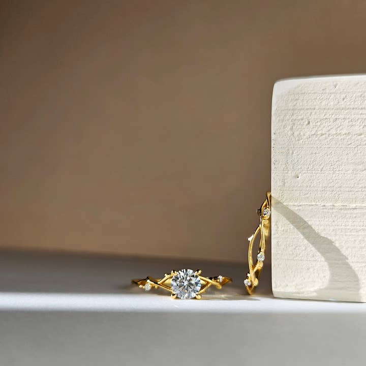 HolyBang Jewels - Vendita all'ingrosso Anelli multipietra - ANELLO CON FOGLIE SOLITARIE - SET DI 2 ANELLI3