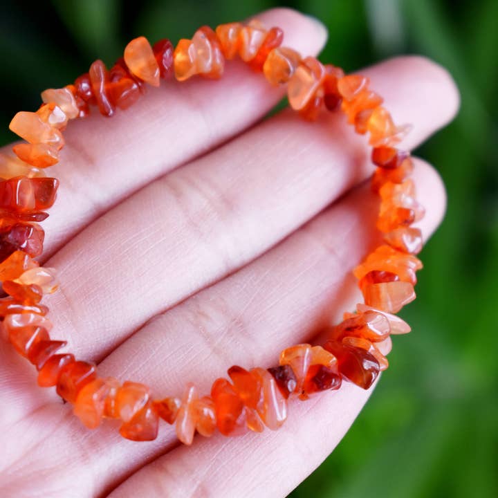 AK Healing Crystals - Wholesale Beaded Bracelet - Carnelian Chip Bracelet, Baroque Crystal Jewelry