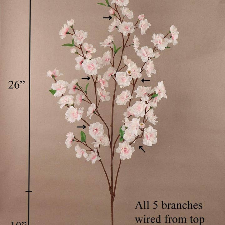 Larksilk - Wholesale Artificial Flowers - Pink Cherry Blossom Flowers, Three 36 Inch Blossom2