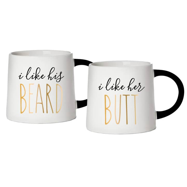 Mug Set | I Like His Beard, I Like Her Butt for wholesale by soiree-sisters