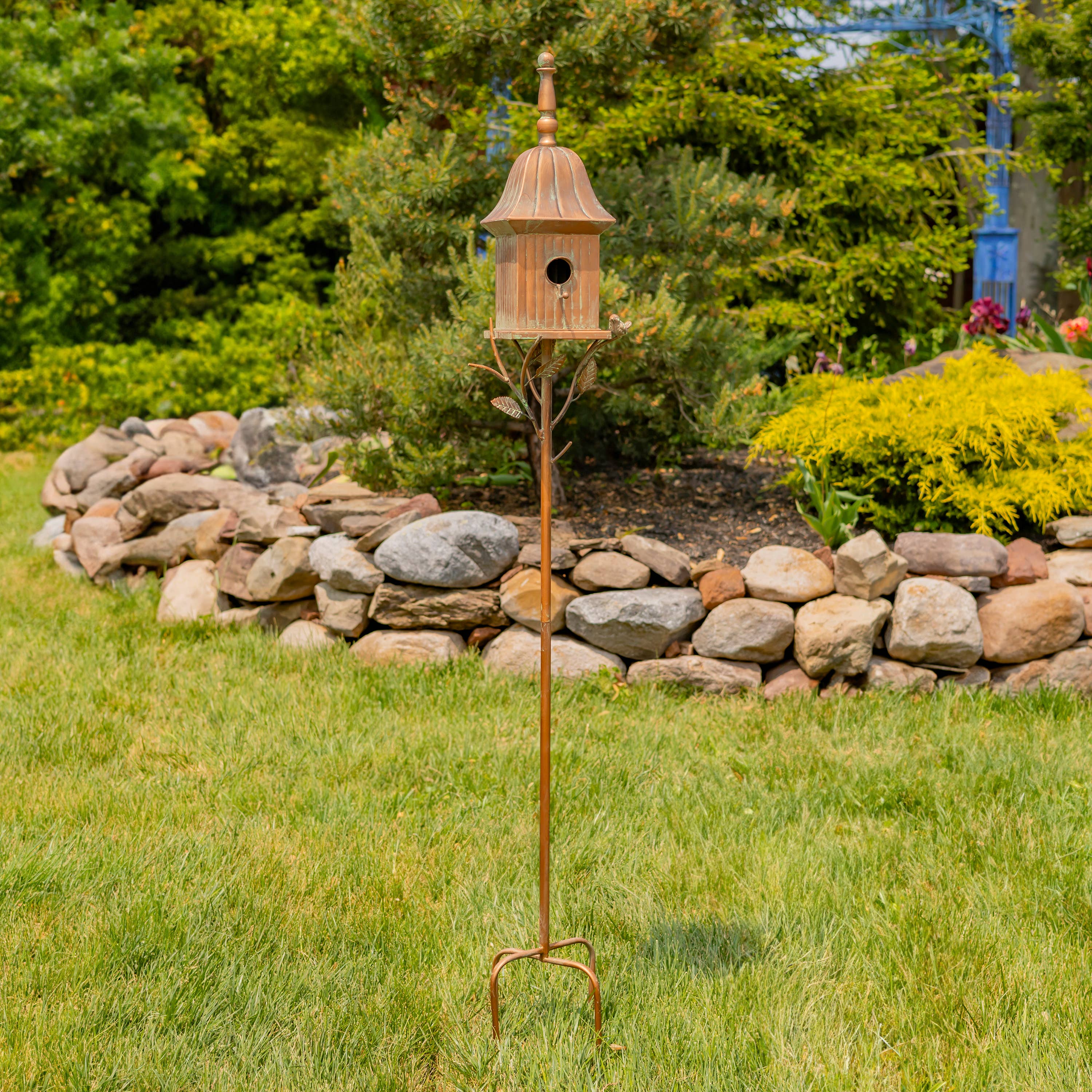 Zaer Ltd. International - Wholesale Bird House - 64.5" Tall Iron Birdhouse Stake "Ava"- 2 Color Options11