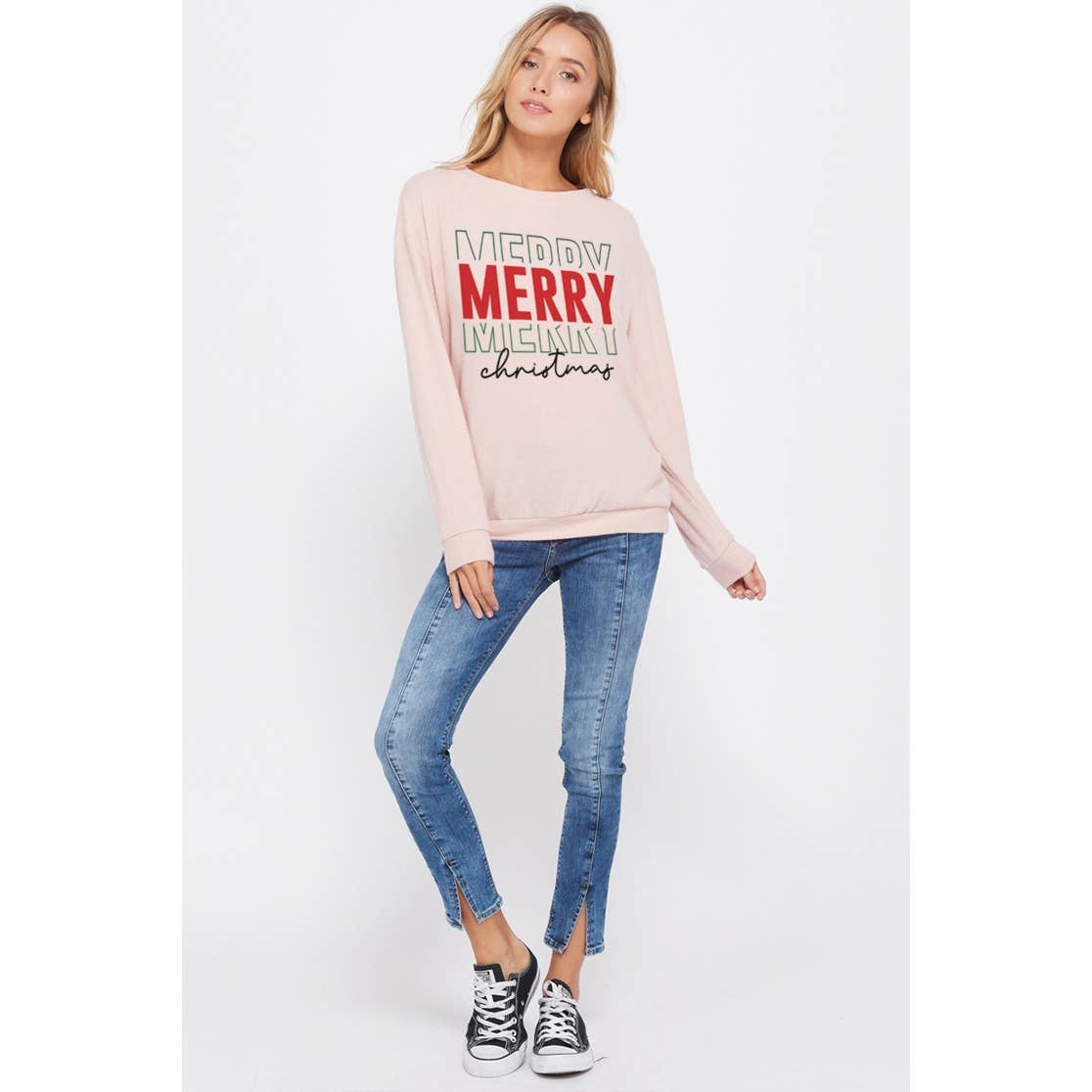 Phil Love - Wholesale Graphic Sweatshirt - Women's - Merry christmas print long sleeve soft sweatshirt7