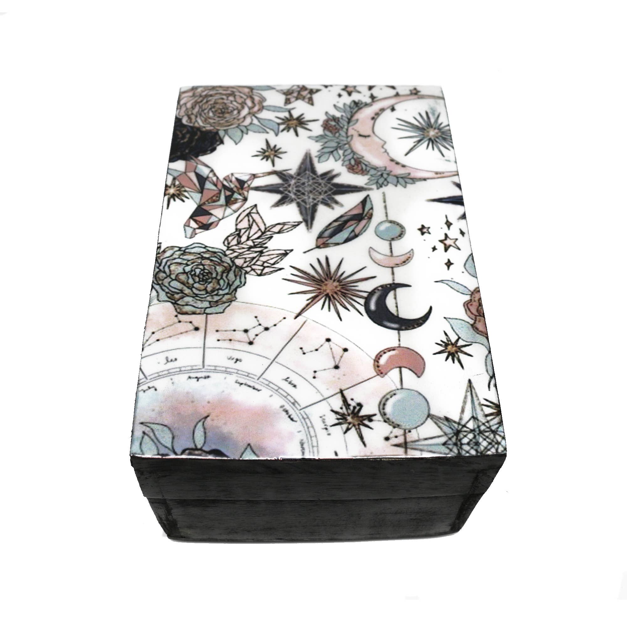 Designs by Deekay Inc. - Wholesale Jewelry Box/Organizer - Wooden Storage Box (6 x 4 in.) - Pink Celestial (Black)