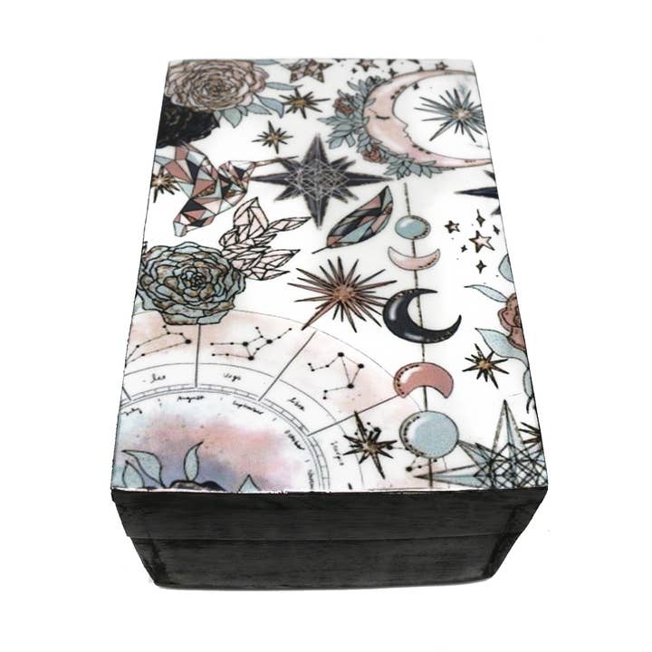 Designs by Deekay Inc. - Wholesale Jewelry Box/Organizer - Wooden Storage Box (6 x 4 in.) - Pink Celestial (Black)0