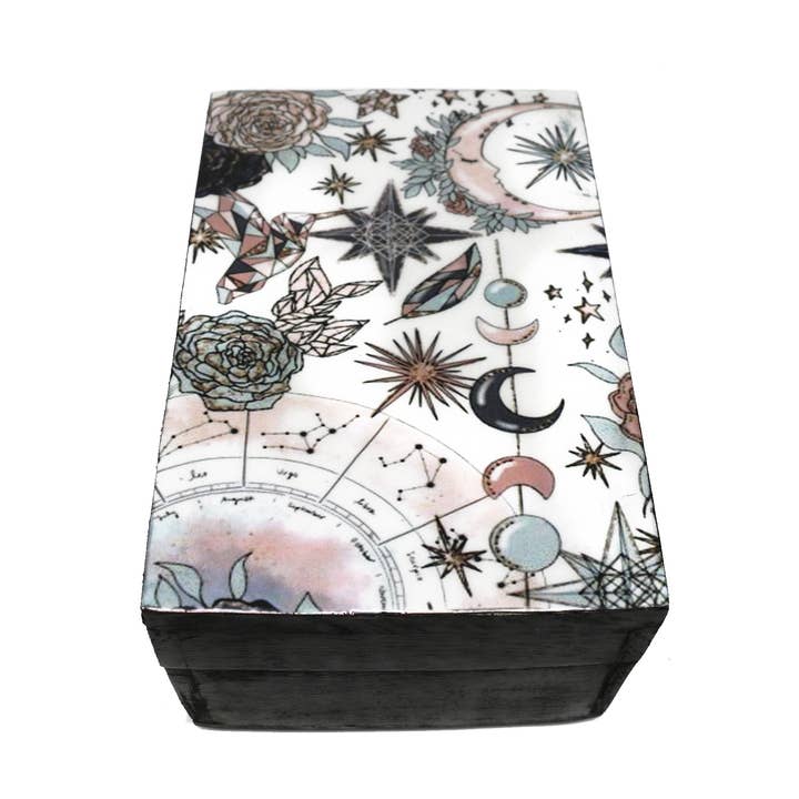 Designs by Deekay Inc. - Wholesale Jewelry Box/Organizer - Wooden Storage Box (6 x 4 in.) - Pink Celestial (Black)0