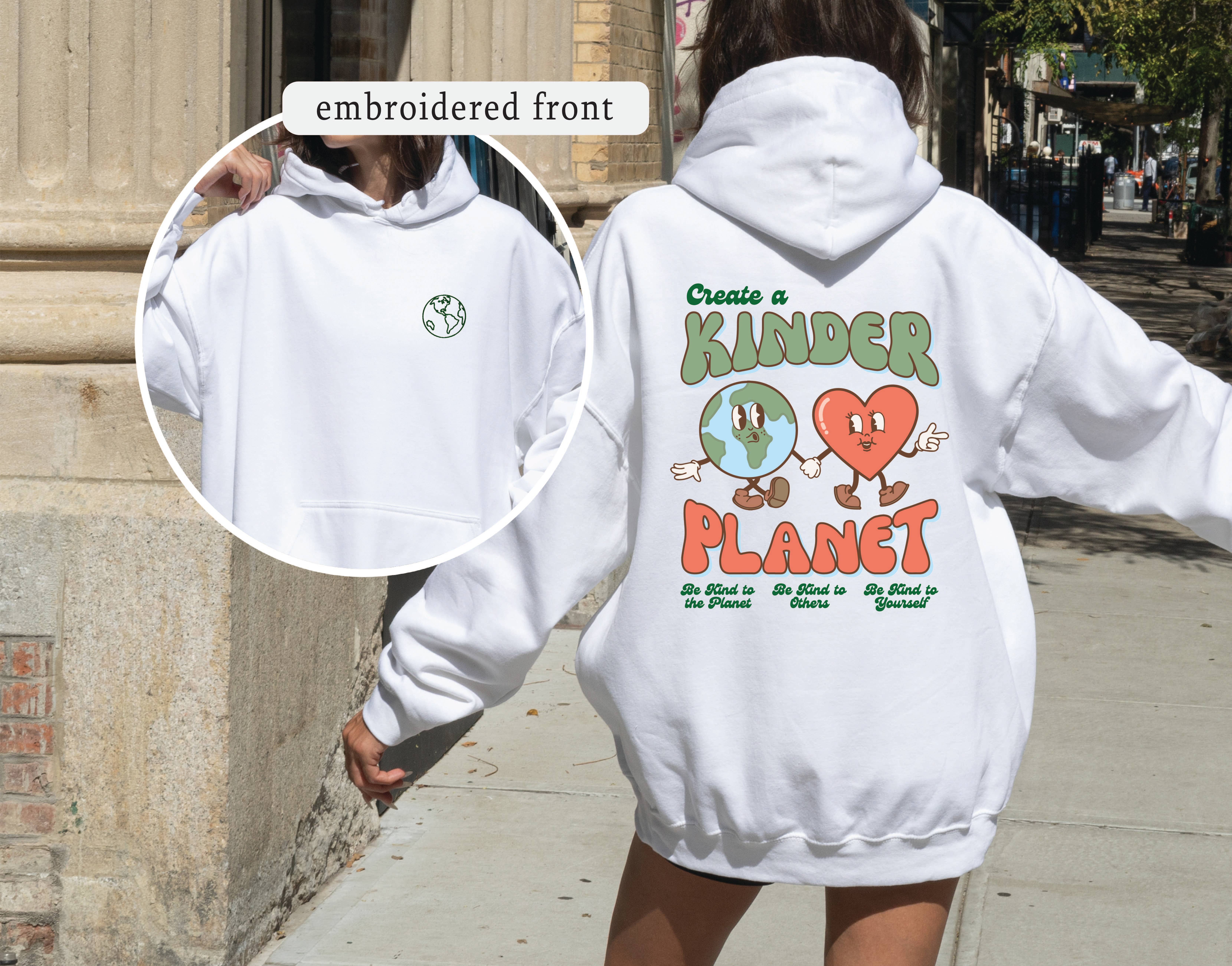 P E T I T R U E - Wholesale Hoodie - Women's - EMBROIDERED Hoodie Kinder Planet Earth Day Hood Sweatshirt3