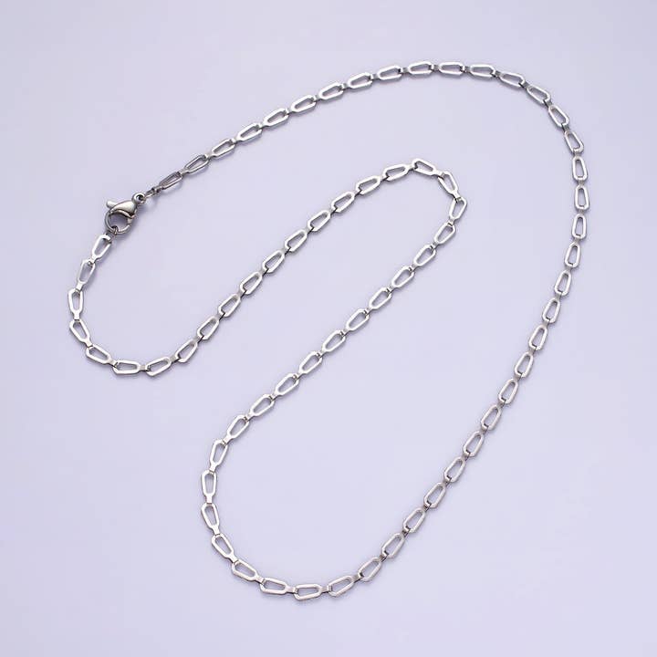 Stainless Steel Flat Oval Cable Chain Necklace 2.7mm Cable Chain Jewelry Making 18 inch Women Necklace WA2096 for wholesale by Aim Eternal