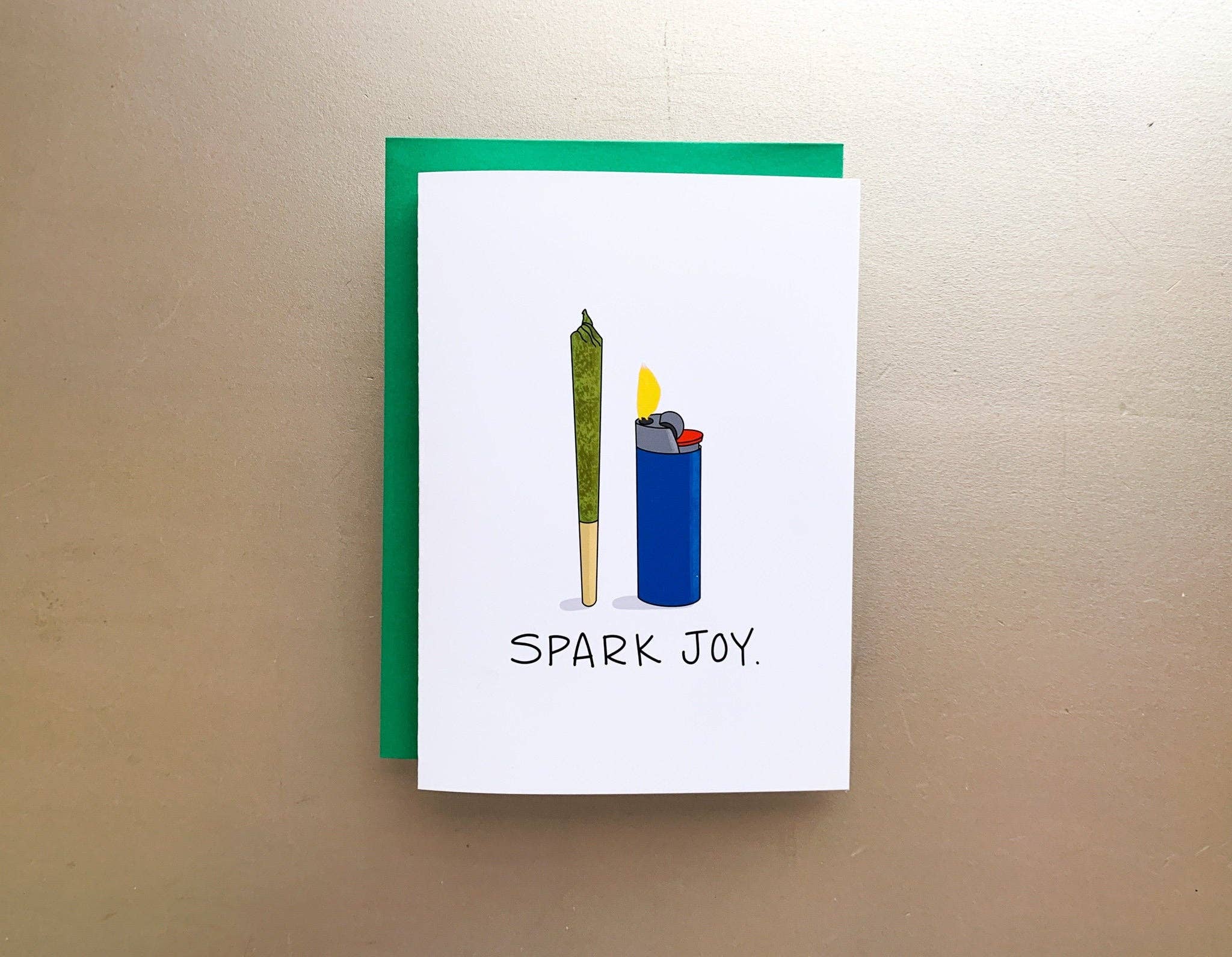 Stone Donut Design, LLC - Wholesale Everyday Greeting Card - Spark Joy Marie Kondo KonMarie Handmade Cannabis Card by Stone Donut Design