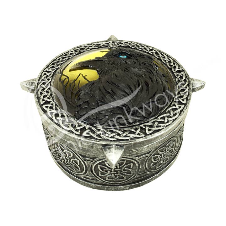 Oceanic Linkways Inc - Wholesale Spiritual Stone/Crystal - Box - Celtic Raven 5.45"Dia. X 2.65"H0