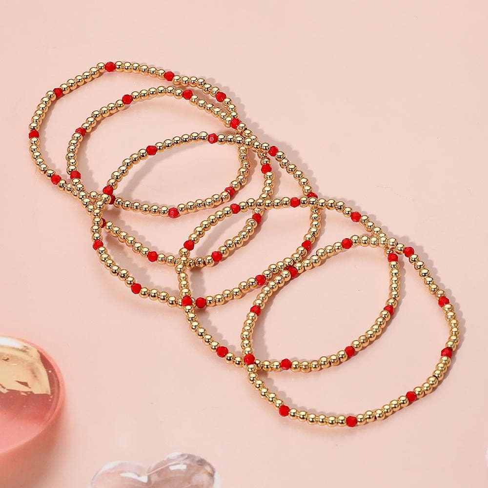 Sensibling Corp. - Wholesale Jewelry Set - 5PCS - Skinny Beaded Stretch Multi Layered Bracelets7