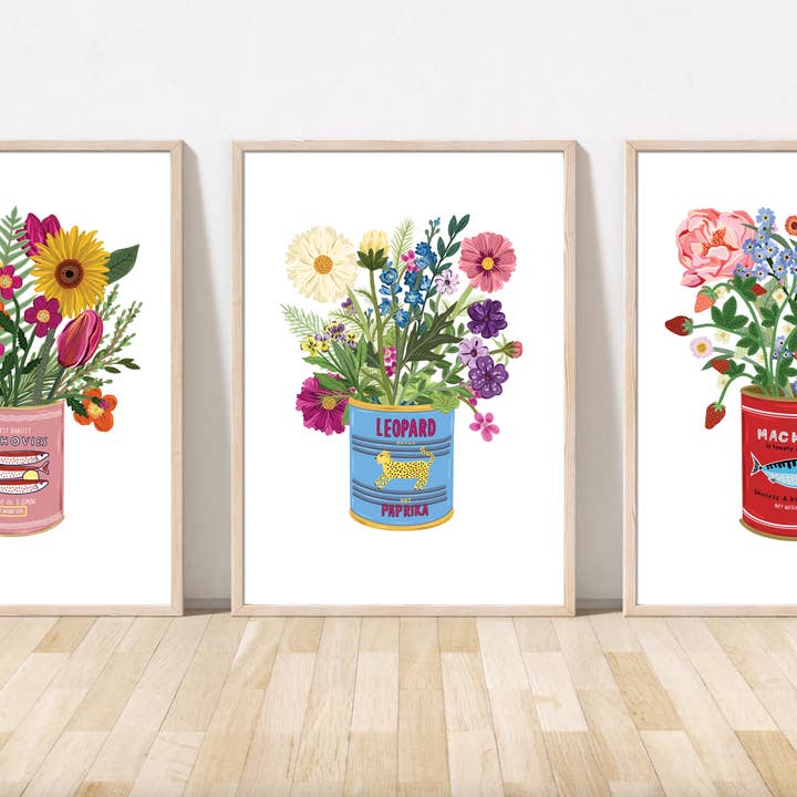 Bea Baranowska Illustration - Wholesale Art Print - Floral Posy in vintage Mackerel Tin Print4