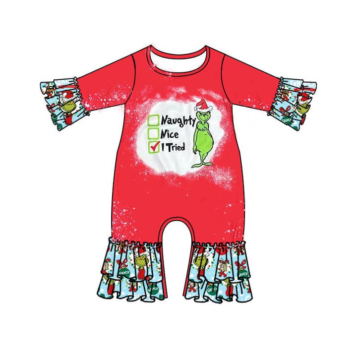 Aier Wholesale - Wholesale Jumpsuit - Baby - Baby girls Christmas naughty green rompers