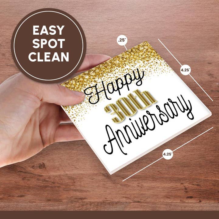 3dRose - Wholesale Coasters - 3dRose, Happy 30th Anniversary Image Of Gold Image Of Diamond Glitter, Coaster6