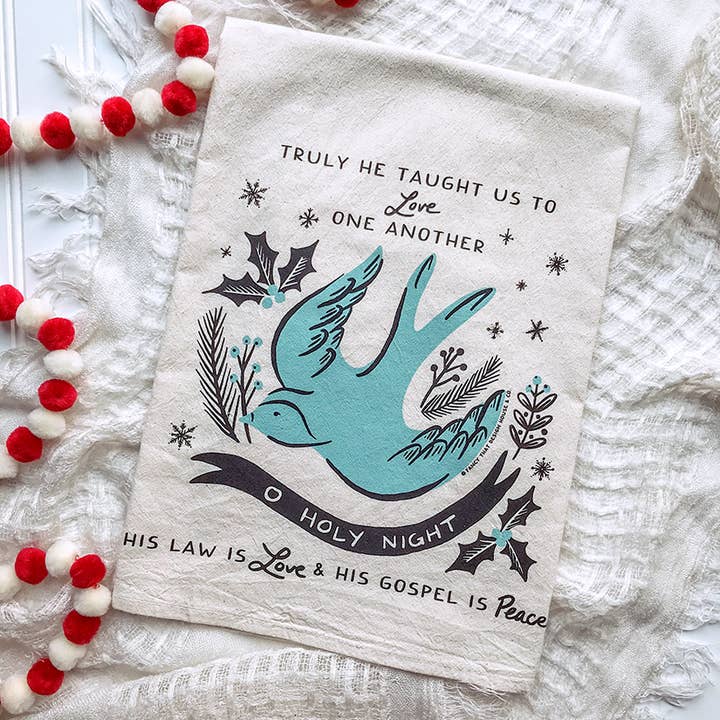 O Holy Night Bird Christmas Tea Towel for wholesale by Fancy That Design House & Co.