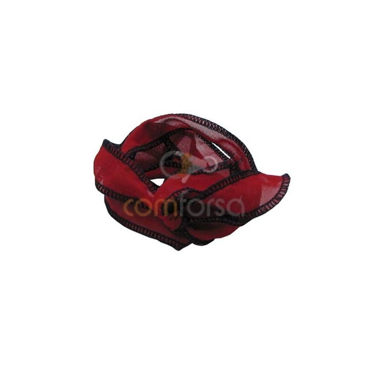 Natural edged silk ribbon Red & Black 95cm for wholesale by COM FORSA SL