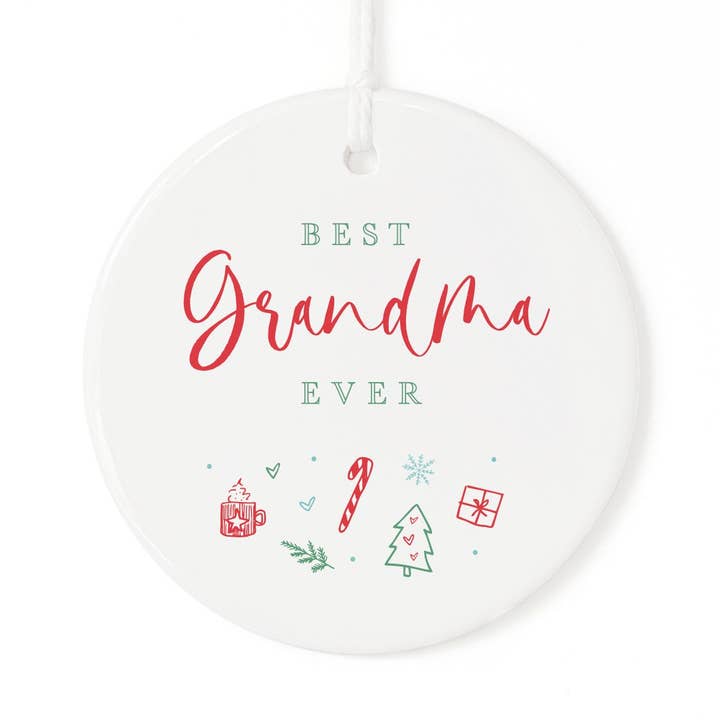 Best Grandma Ever Christmas Ornament with Ribbon and Box for wholesale by The Cotton & Canvas Co.