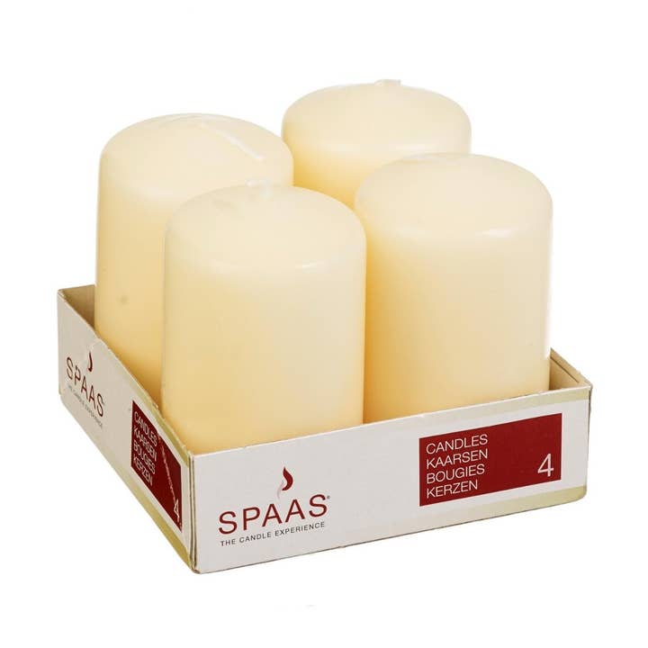 Pillar Candle 50/80mm pack of 4 Ivory for wholesale by Ivyline