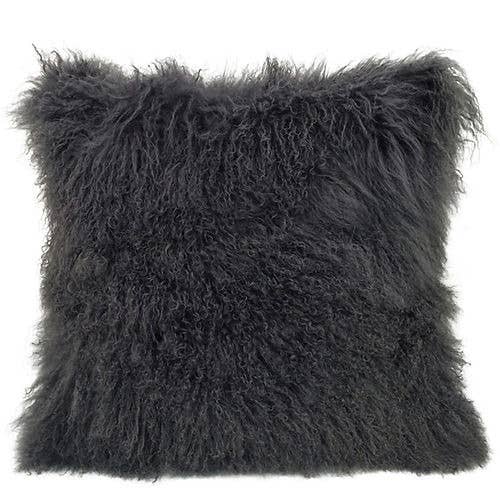 Chesterfield Leather - Venta al por mayor Cojín decorativo - Almohada de cordero tibetano de color carbón