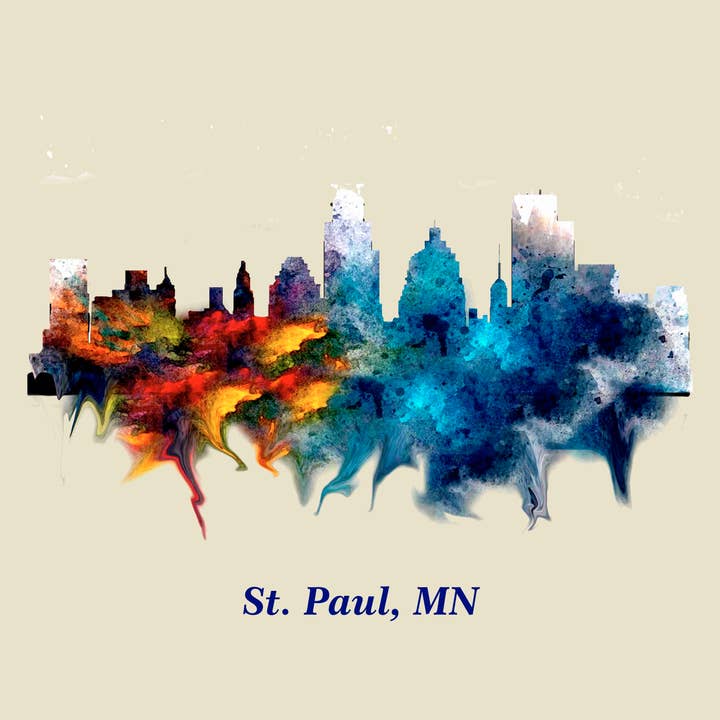 City Of St Paul Skyline Poster Watercolor Art for wholesale by BMS BIZ