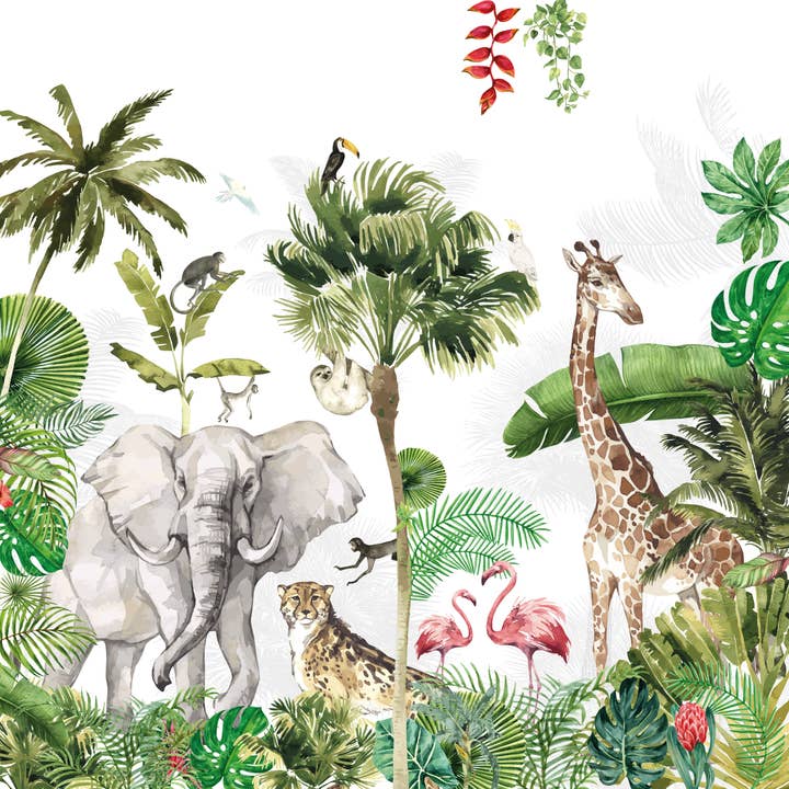 Walloha - Vendita all'ingrosso Carta da parati - Carta da parati Jungle - JUNGLE PLAYTIME - Sfondo per bambini3