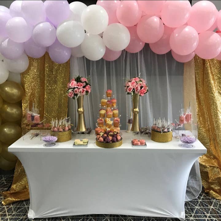 YOUR CHAIR COVERS - Wholesale Decal - Party Decorations - Glitz Sequin on Taffeta Drape/Backdrop 12 ft x 104 Inches Gold