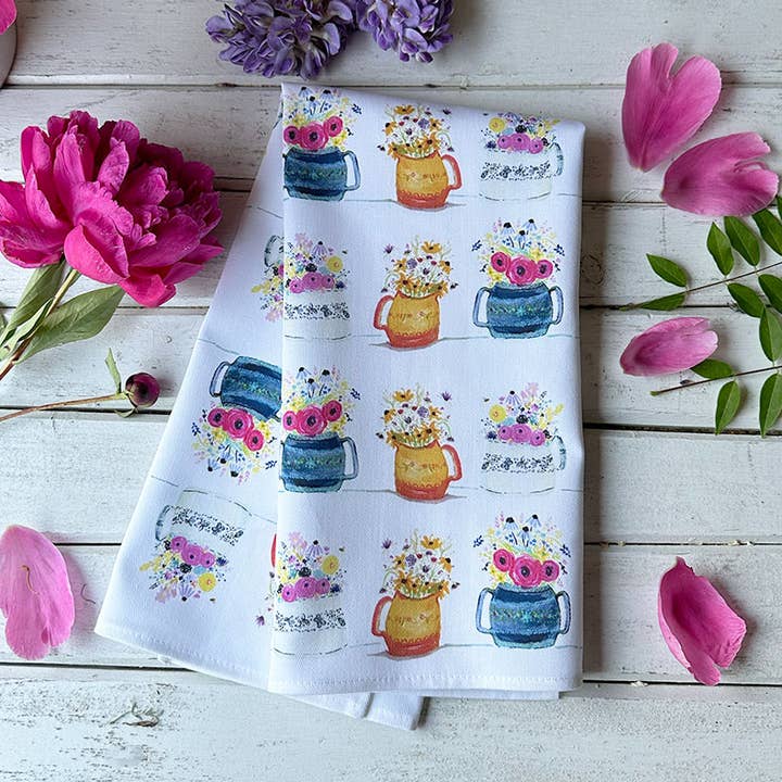 Cut Flowers Tea Towel for wholesale by tiny farmhouse by Amy McCoy