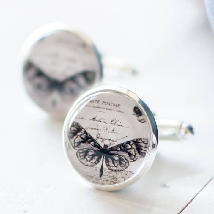 Black and White Butterfly Cufflinks for wholesale by Juju Treasures