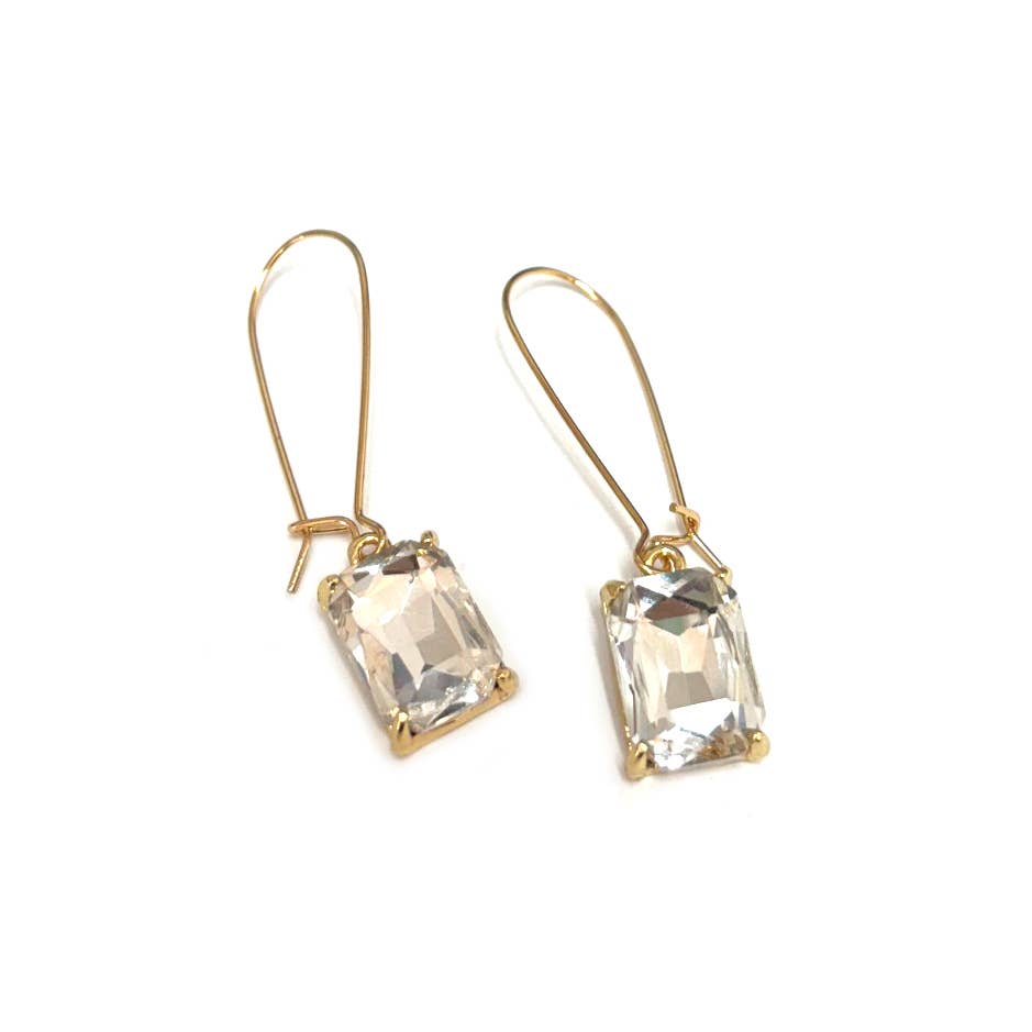 StarryNYC - Wholesale Dangle Earrings - Midi Rectangle Glass Bead with Kidney Wire Dangle Earrings4