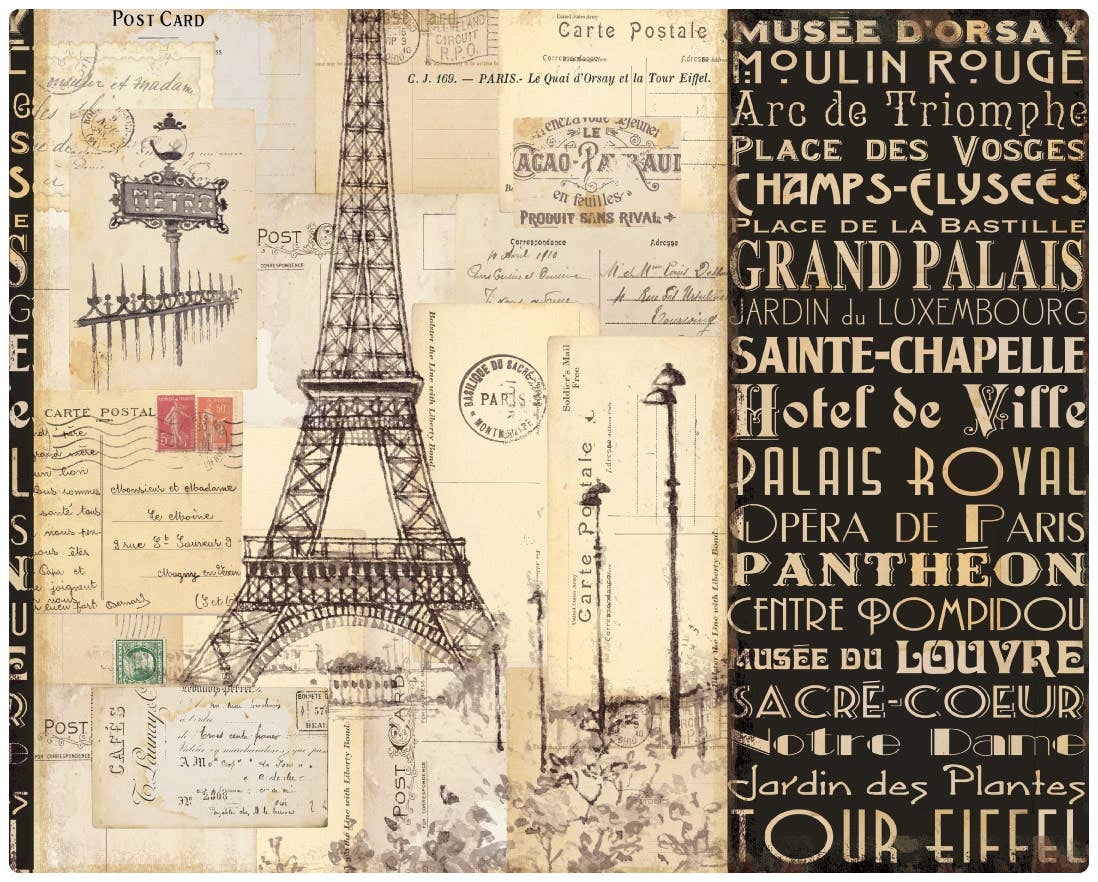 American Products Group, Inc - Wholesale Cutting Board - 12" x 15" Paris Collage Magic Slice Gourmet Size0