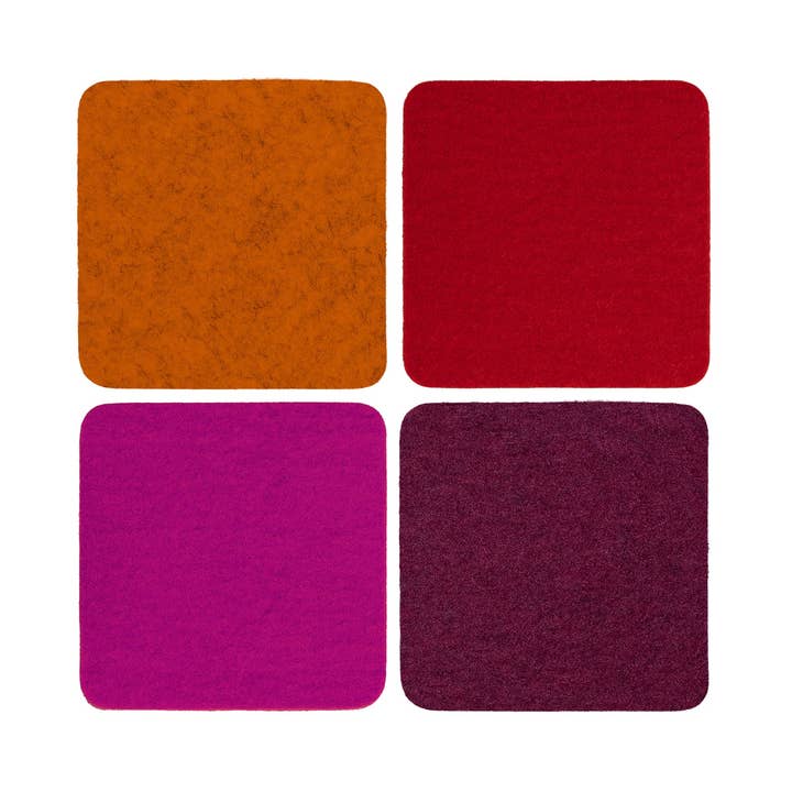 Bierfilzl Merino Wool Felt Square Coaster 4 Pack Bordeaux for wholesale on Faire0