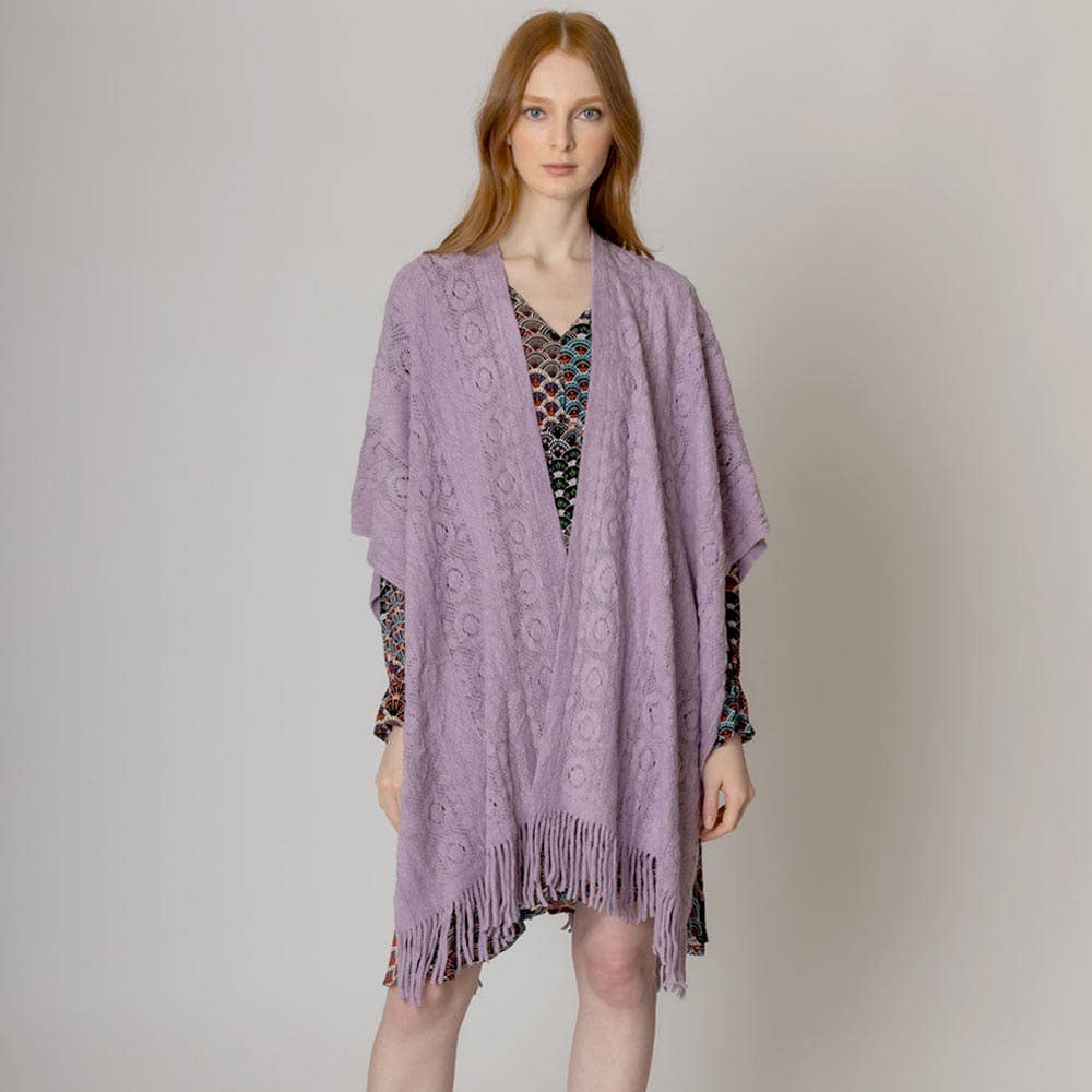 Sensibling Corp. - Vendita all'ingrosso Poncho - Donna - Poncho Ruana all'uncinetto solido8