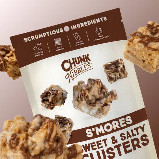 Chunk Nibbles - Wholesale Pretzels - S'mores Chunk Nibbles 4.25oz Pouch1