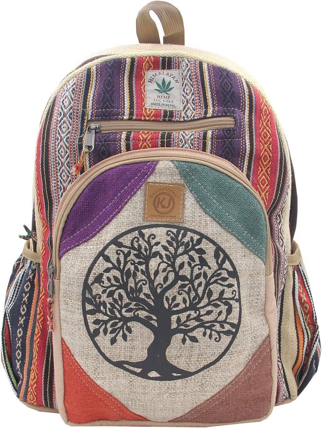 Lungta Imports - Wholesale Backpack - Unisex - Handmade Large Multi Pocket Natural Hemp Nepal Backpack2