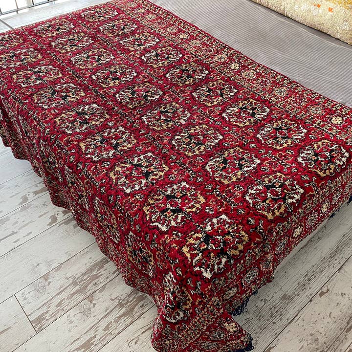 Rustic Remnents - Wholesale Bedding Blanket - Rustic Decor Red Vintage Rare Velvet Colorful Cherub