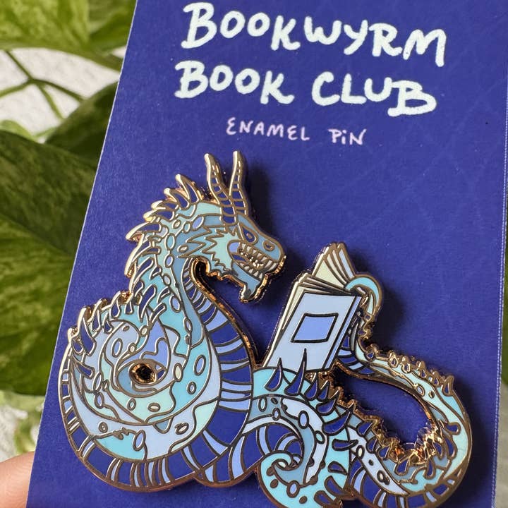 Camilla Watson Art - Wholesale Lapel Pin/Button - Book Wyrm Enamel Pin 1