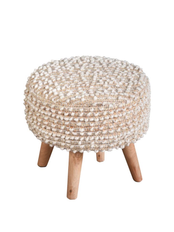 Banco Oversized Tecido à Mão em Boucle Natural por atacado de Anaya Home