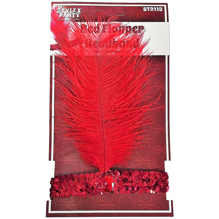 Stylex Party – wholesale Costume – Women's – Red 1920s Flapper Headband Fancy Dress Costume Accessory