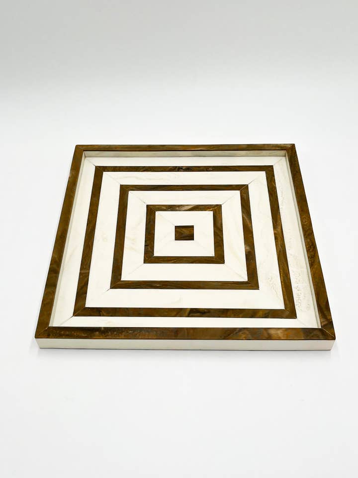 DEO052B TRAY SQUARE BROWN/IVORY 35X35 for wholesale by JF The Reborn Home