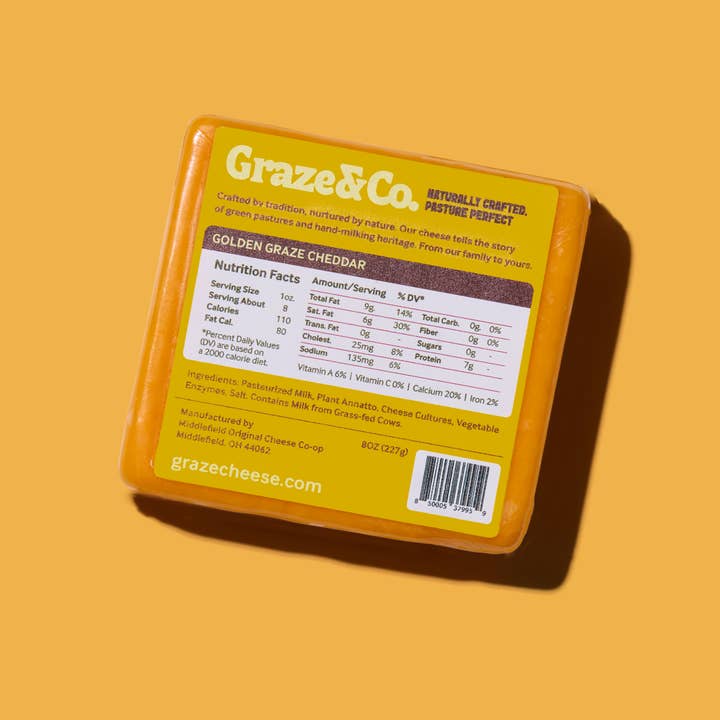 Graze & Co. - Wholesale Cheese - Golden Graze Cheddar - 8oz. Artisanal Cheese2