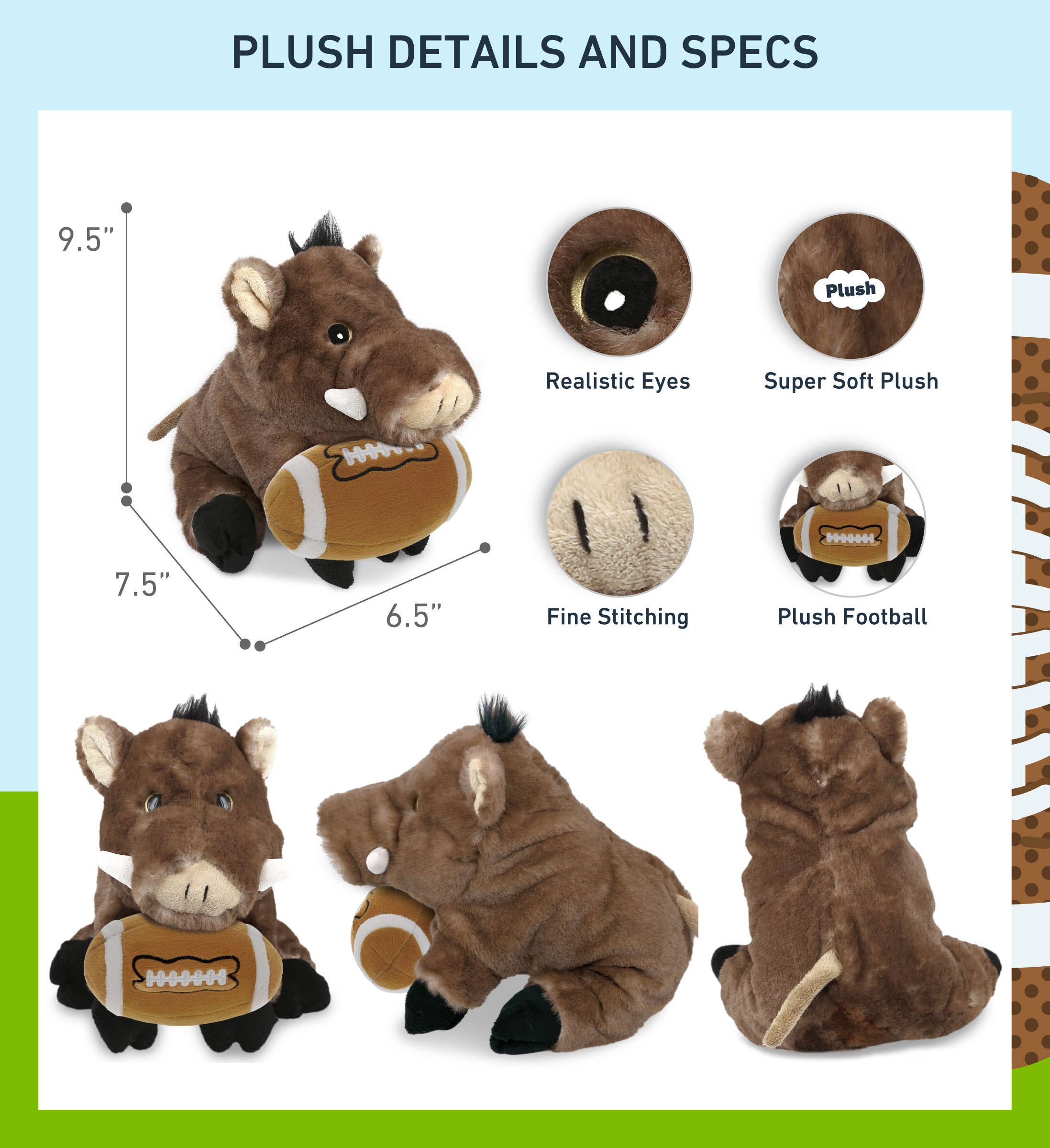 Cota Global - Wholesale Stuffed/Plush Toy - Kids & Baby - SUPER SOFT PLUSH - WILD BOAR WITH FOOTBALL PLUSH2
