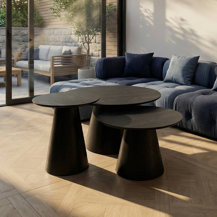 Furnhouse - Wholesale Coffee Table - Round Coffee Table Tango ø80x40 - Black Oak1