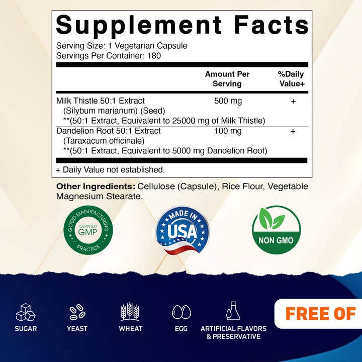 Vitamatic - Wholesale Oral Supplement/Vitamin - Vitamatic | Milk Thistle 50:1 Extract | 180 Veg Capsules1