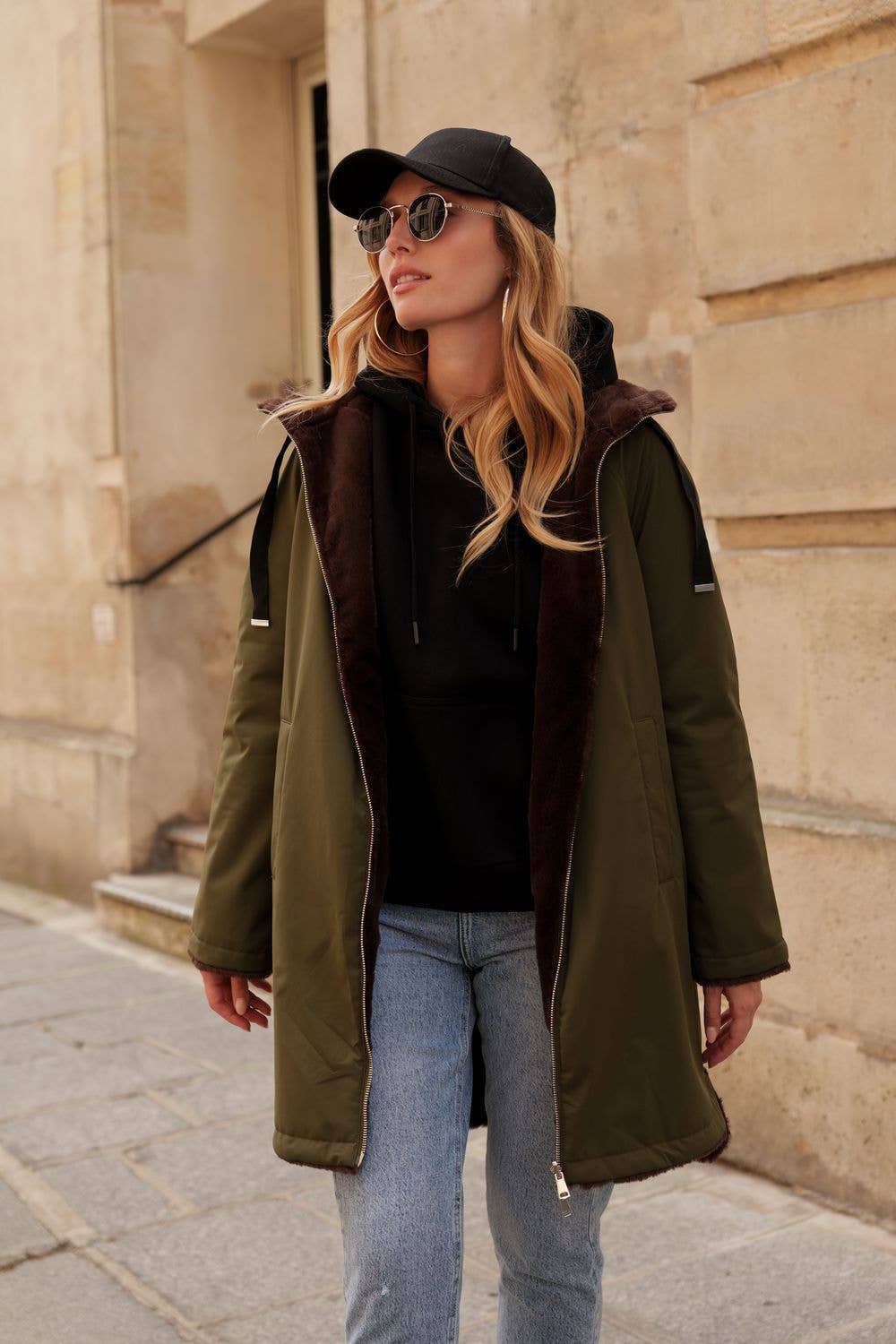 Attrait Paris - Wholesale Parka - Women's - Long hooded parka, reversible fur (Copy)1