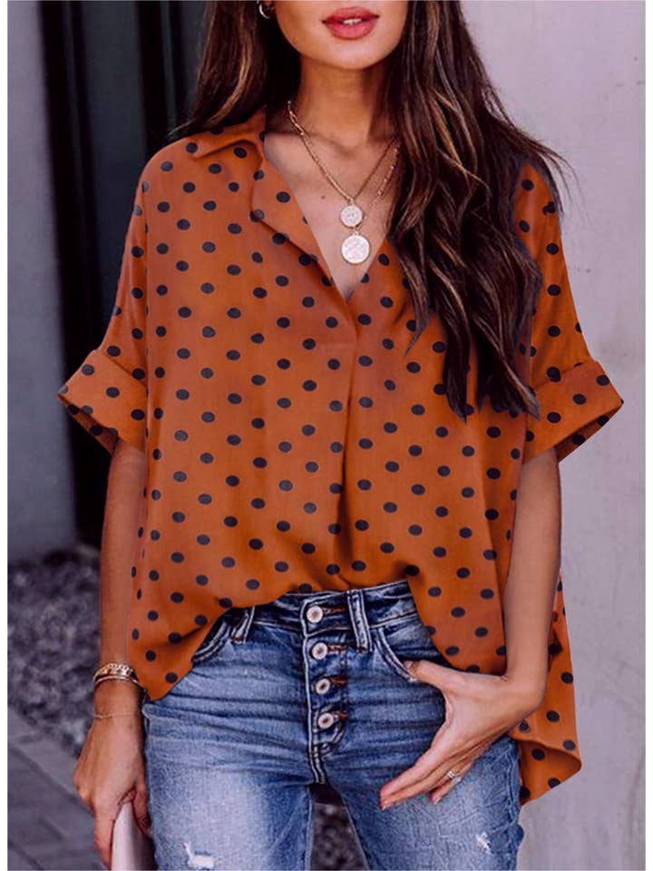 Rosa Clothing - Wholesale Blouse - Women's - Summer top V-neck print t-shirt