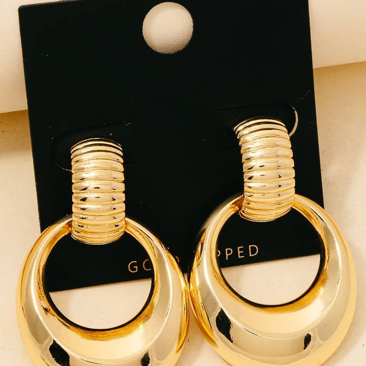 Pendientes de Llamador de Puerta Ovalado Intrincado Chapado en Oro para venta al por mayor de Anarchy Street