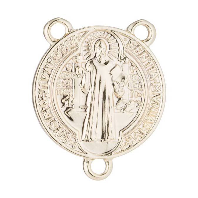 14K Gold Filled Rosary Centerpiece, Double Sided, Cross, Immaculate Heart, Rosary Making, Necklace Pendant, Findings for Jewelry Making F-188 for wholesale by Aim Eternal