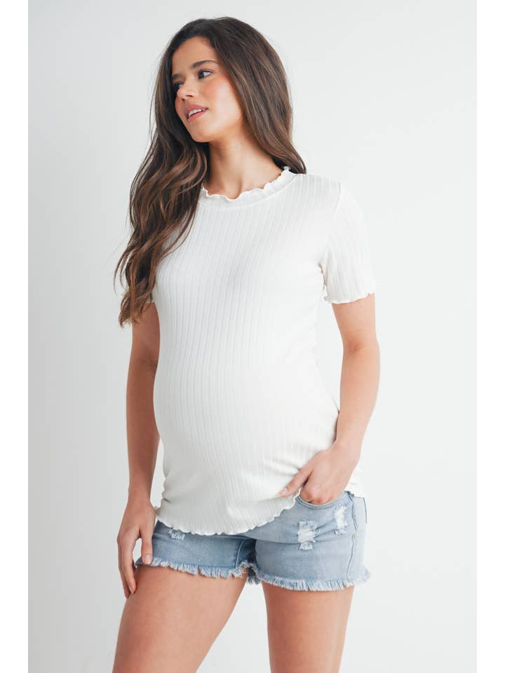 Hello Miz - Wholesale Top - Maternity - Ribbed Short Sleeve Maternity T-Shirt 13