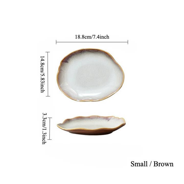 Gohobi (We cover U.S. import duties) – wholesale Dinner plate – Gohobi Vintage Kiln-Change Irregular Plate3